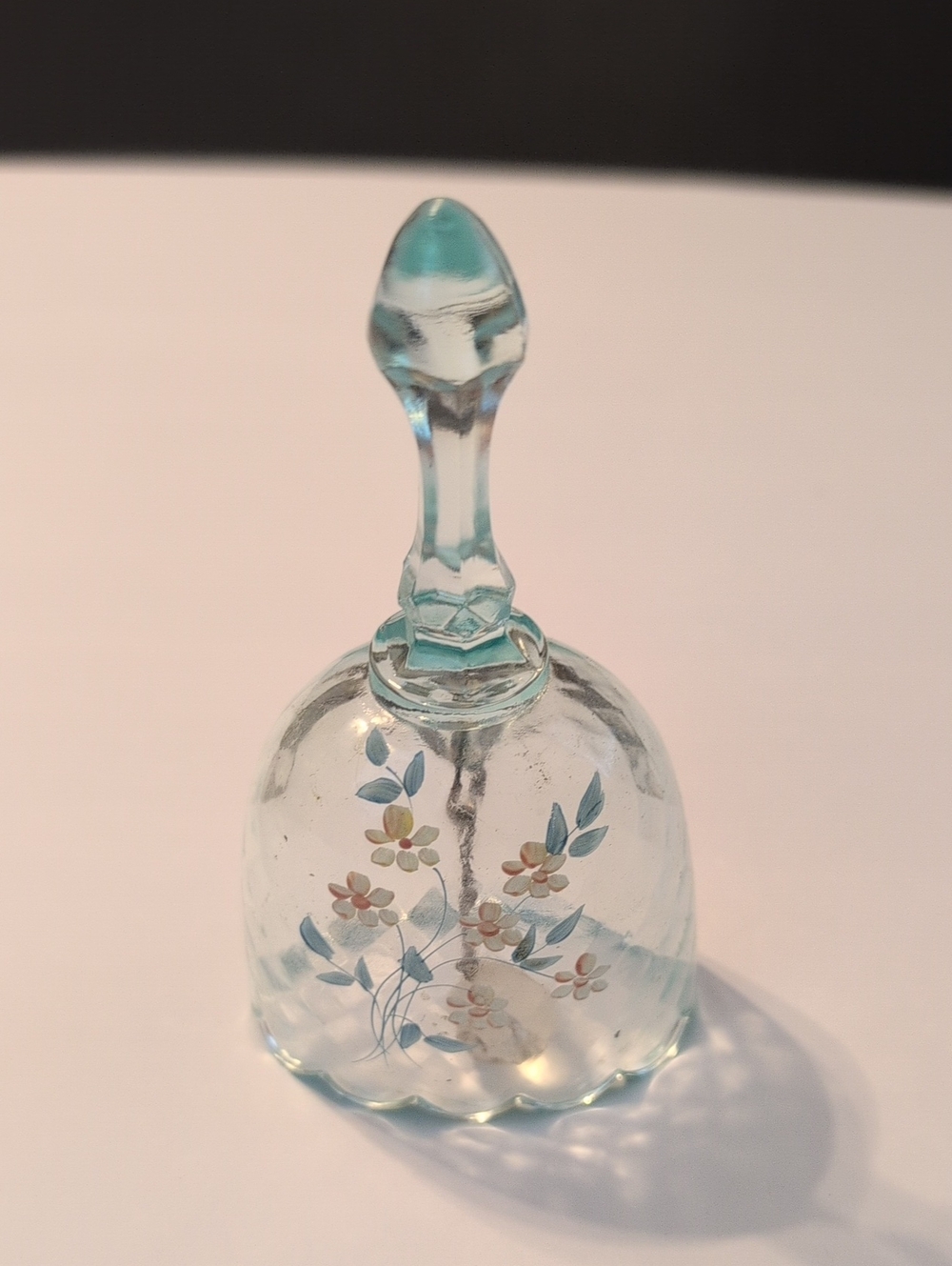 Fenton Light Blue Hand-Painted Glass Bell Hand Painted